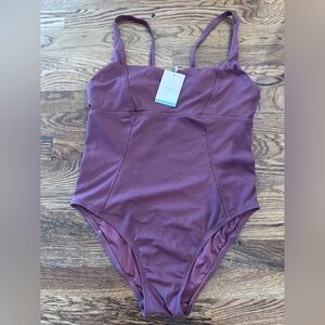 Andie- Ribbed Mauve One-Piece Swimsuit